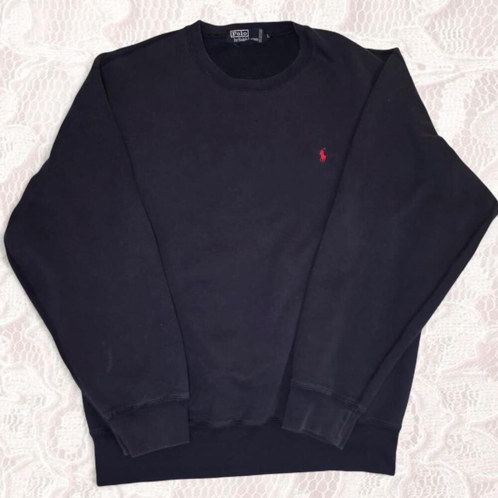 Vintage 90s Polo Ralph Lauren Navy Crewneck Sweatshirt Large
